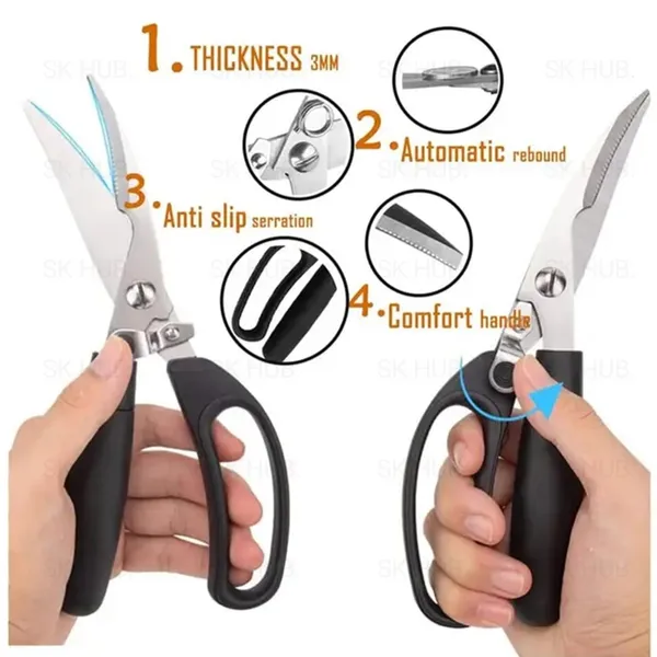 Multifunction Long Lasting Stainless Steel Kitchen Scissors – Color: Black – View 4
