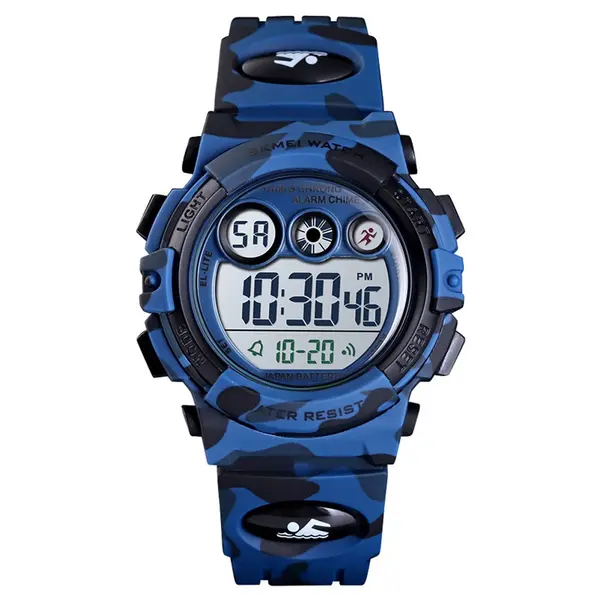 SKMEI 1547 Multifunctional Silicon Strap camouflage Digital Men's Watch – Dial Color: White, Strap Color: Blue – View 3
