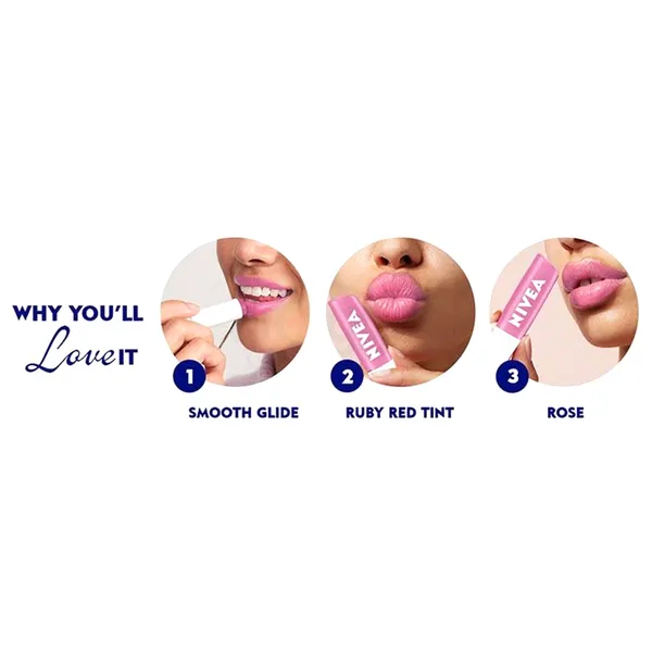 Nivea 24h+ Moisture Travel-friendly Stick Soft Rose Lip Balm – View 4