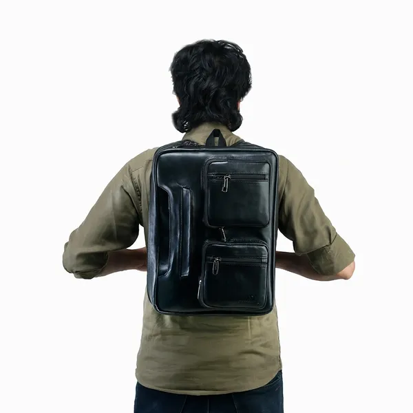 4G Cow Leather 2 in 1 Backpack Laptop & Official Hand Bag – View 4