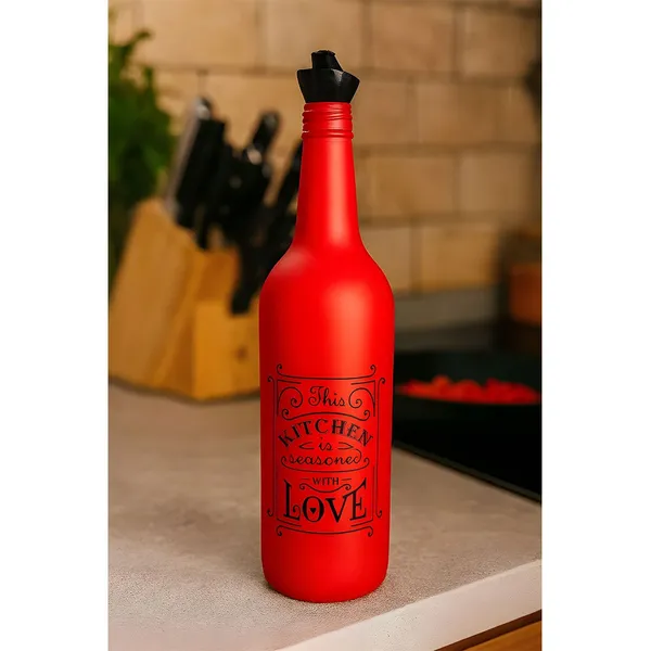 HEREVIN 151144-801 0.75 Ltr Drip-Free Borosilicate Glass Oil Bottle Bright Red – View 4