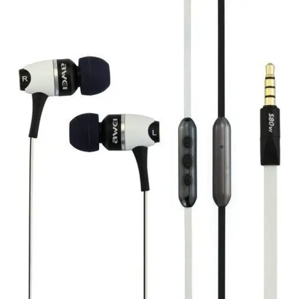 Awei S80VI Metal HIFI 3.5mm Wired Earphone – Color: White – View 1