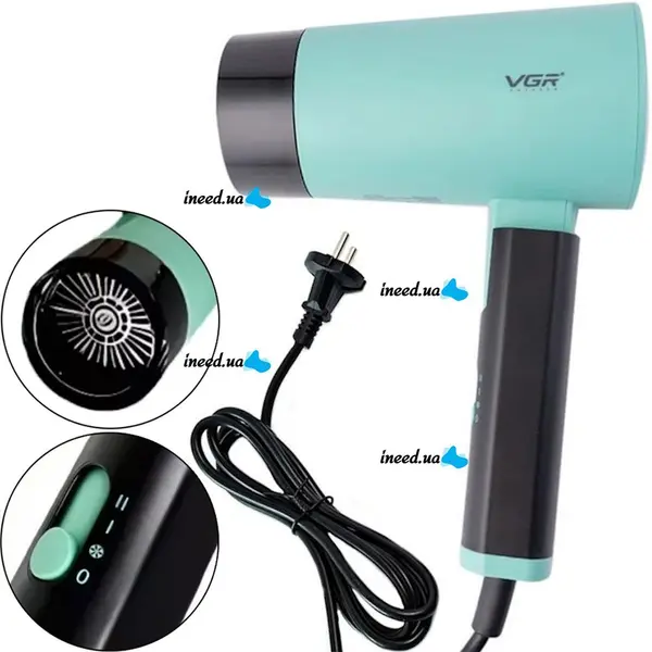 VGR V-426 Compact Foldable Dry Care Hair Dryer for Women – Color: Green – View 4