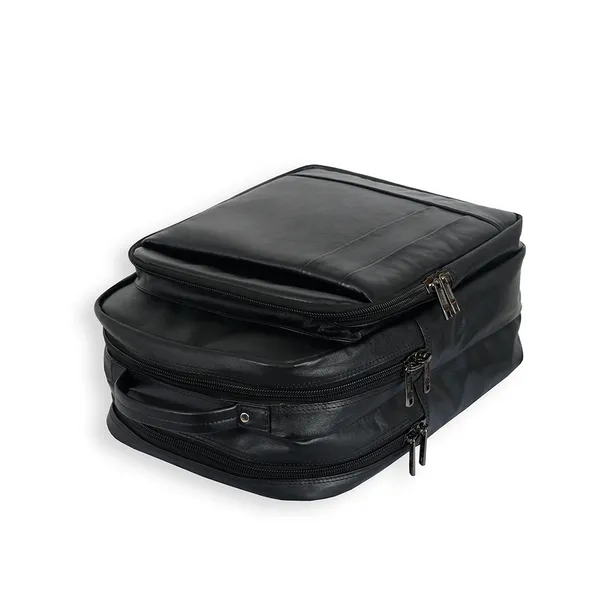 Smart New 4G Laptop Genuine Cow Leather Backpack with Big Space – Color: Black – View 3