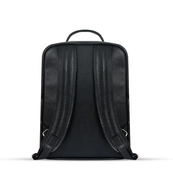 Smart New 4G Laptop Genuine Cow Leather Backpack with Big Space – Color: Black – View 4