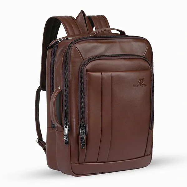 3 in 1 Orginal Leather Backpack 3G Smart Waterproof Stylish – Color: Brown – View 1