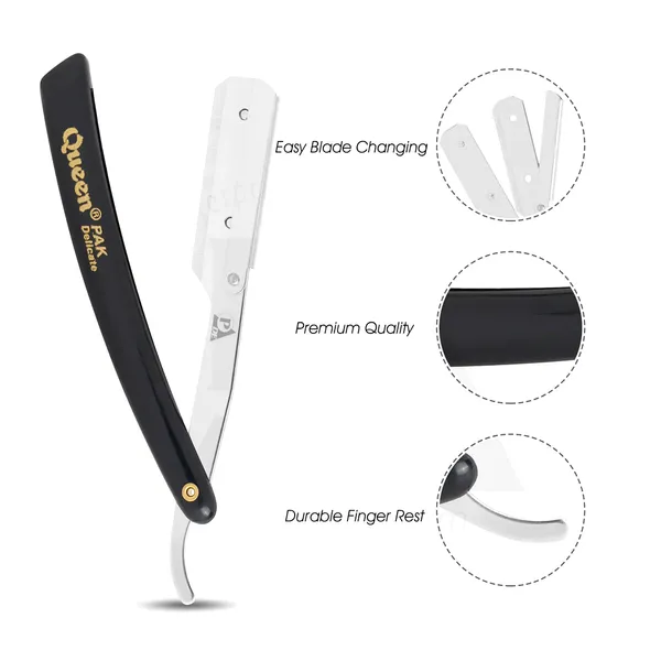 Queen Stainless Steel Professional Barber Straight Edge Shaving Razor – View 2