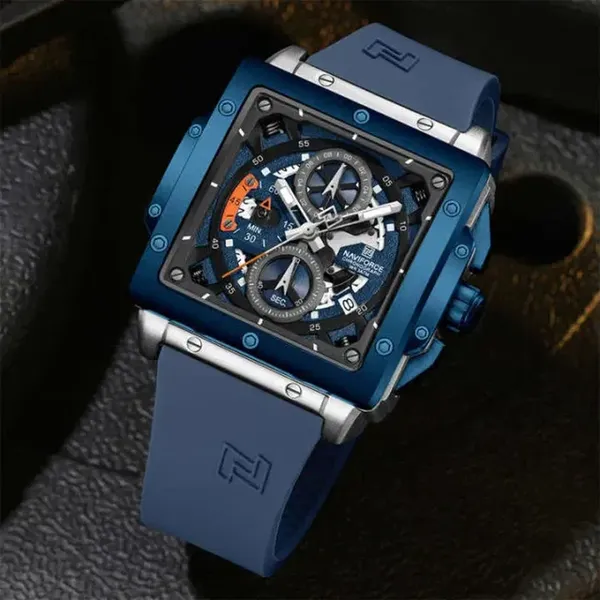 Naviforce 8064 Silicone Strap Quartz Analog Premium Sporty Men's Watch – Dial Color: Blue, Strap Color: Blue – View 2