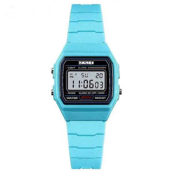 SKMEI 1460 Digital Waterproof Kid's Watch – Dial Color: Black, Strap Color: Blue – View 1