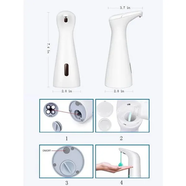 Automatic Infrared Induction Foam Hand Wash Actuated Liquid Soap Dispenser Hand Sanitizer Machine – Color: White – View 3