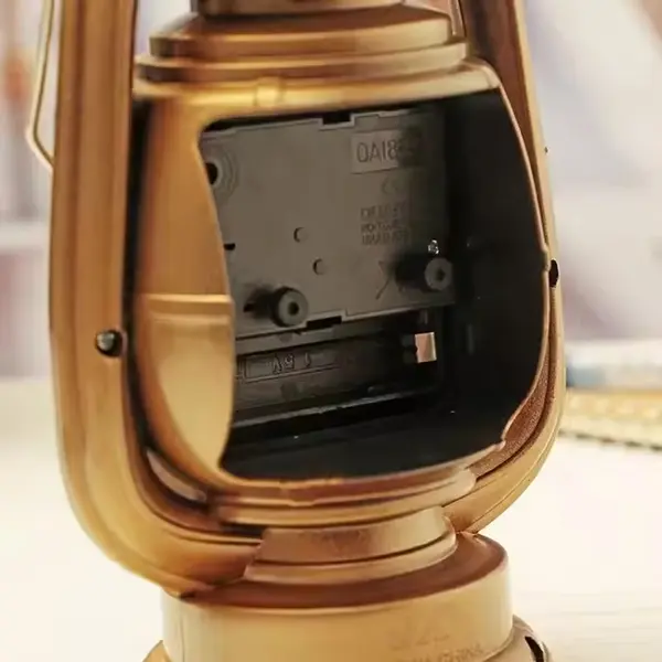 Vintage Alarm Clock Retro Oil Lamp Table Clock Watch – Color: Gold – View 3