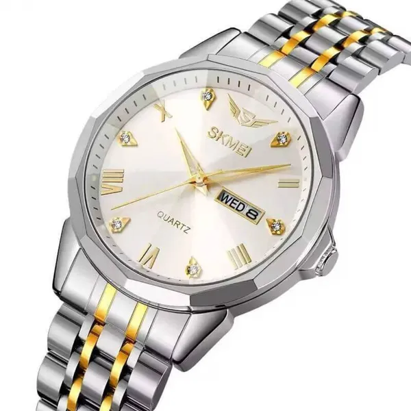 SKMEI 2291 Quartz Waterproof Luminous Stainless Steel Men's Watch – Dial Color: White, Strap Color: Silver – View 2