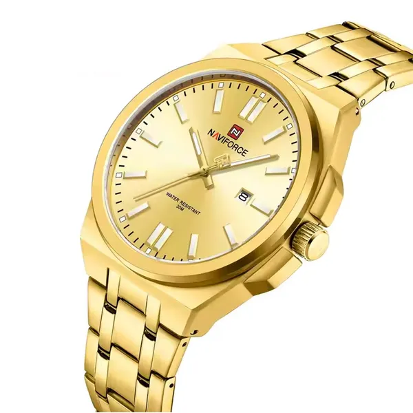 NAVIFORCE NF9226 Luminous Waterproof High-quality Quartz Men's Watch – Dial Color: Gold, Strap Color: Gold  – View 2