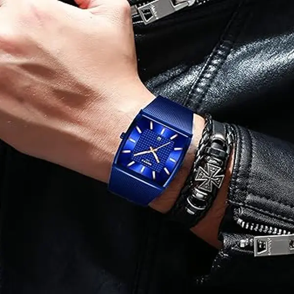 Nibosi 2376 Comfortable Mesh Stainless Steel Fashion Men's Watch – Dial Color: Sky Blue, Strap Color: Blue – View 4