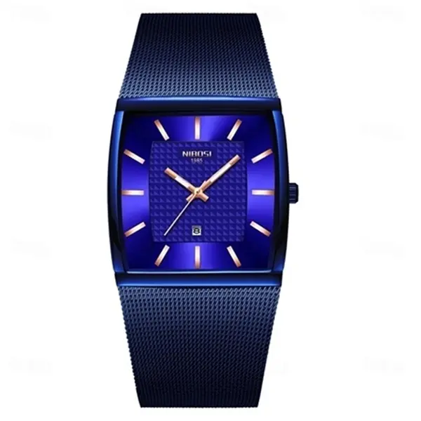 Nibosi 2376 Comfortable Mesh Stainless Steel Fashion Men's Watch – Dial Color: Sky Blue, Strap Color: Blue – View 1