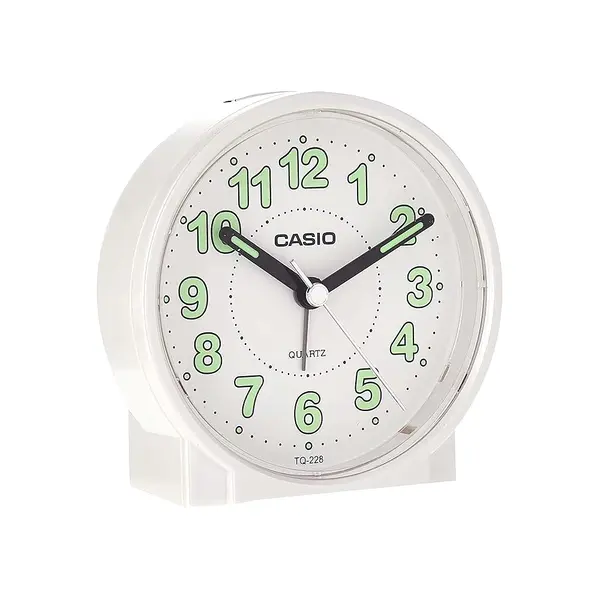 Casio TQ-228-1DF Analog Multicolor Alarm Table Clock – Color: White – View 1