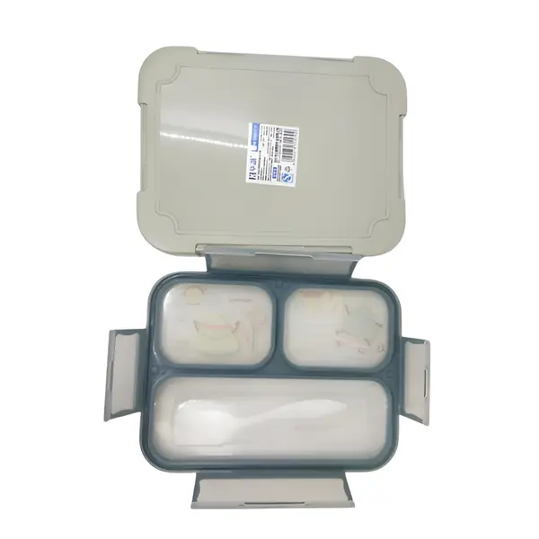 3-Compartment Leak-Proof Plastic Lunch Box – Color: Blue – View 2
