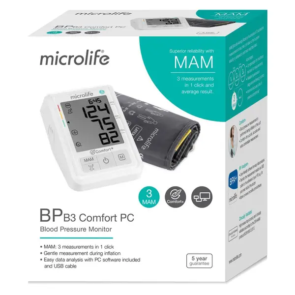 Microlife BP B3 Comfort PC Upper Arm Digital Blood Pressure Monitor – View 3