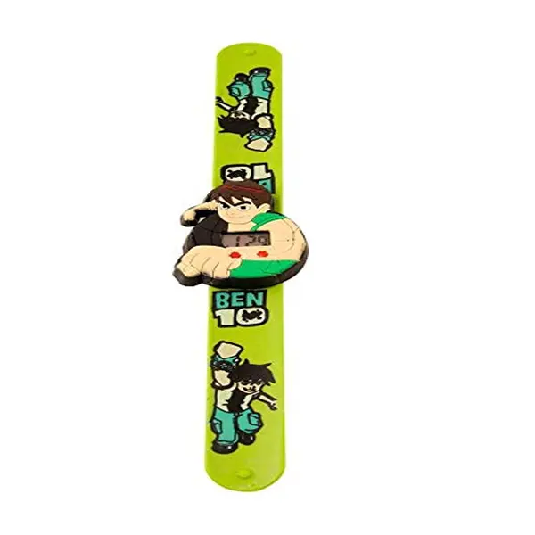 S S TRADERS Cartoon Ben 10 Shaped Slap Snap On Silicone Digital Wrist Watch for Boys – Dial Color: Green, Strap Color: Green  – View 4