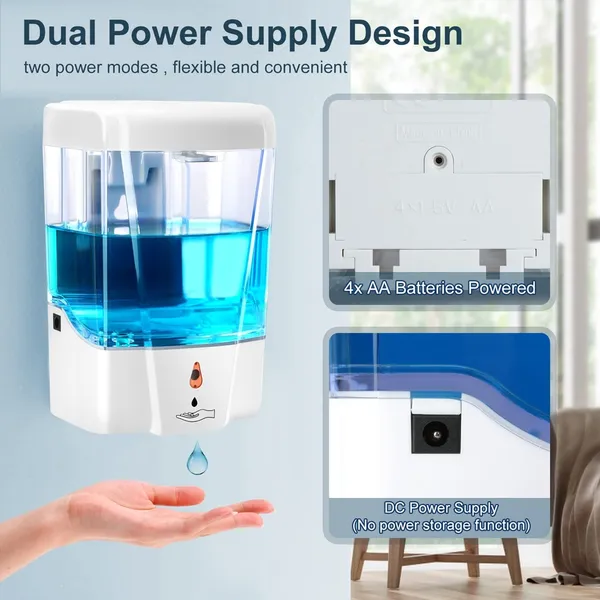 Automatic Touchless Infrared Motion Sensor Hand Sanitizer Liquid Soap Dispenser 700 ml – Color: White – View 3