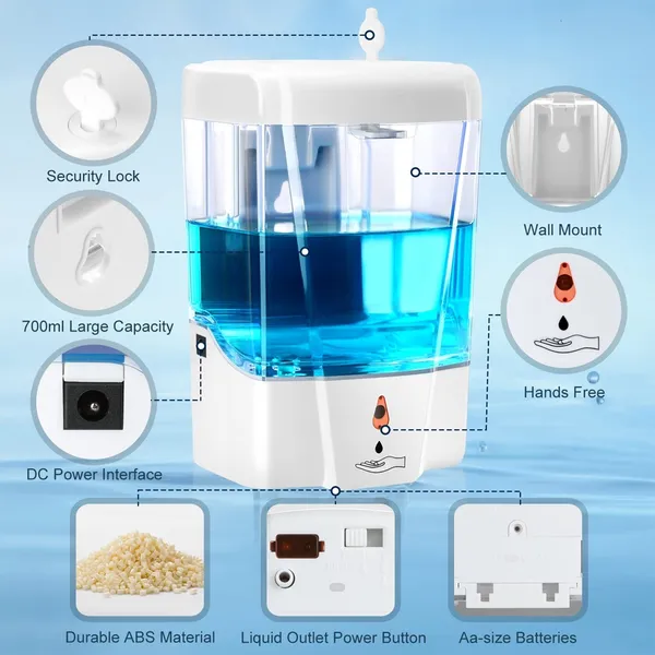 Automatic Touchless Infrared Motion Sensor Hand Sanitizer Liquid Soap Dispenser 700 ml – Color: White – View 5