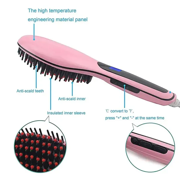 HQT-906 Fast Professional Hair Straightener Brush – View 3