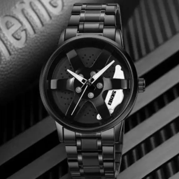 SKMEI 1787 Wheels Rolling Creative Men's Watch – Dial Color: Black, Strap Color: Black – View 3