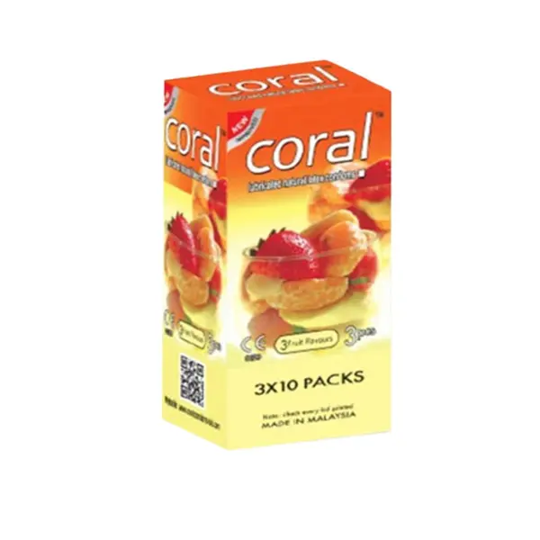 Coral Condom 3 Fruits Flavors Lubricated Natural Latex | Full Box 30pcs (3x10) | Malaysia – View 2