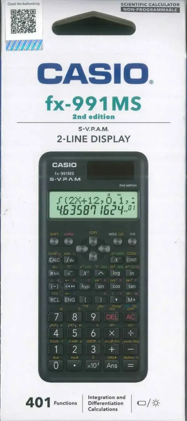 Casio FX-991MS-2 2nd Edition Combination and permutation Scientific Calculator – View 3