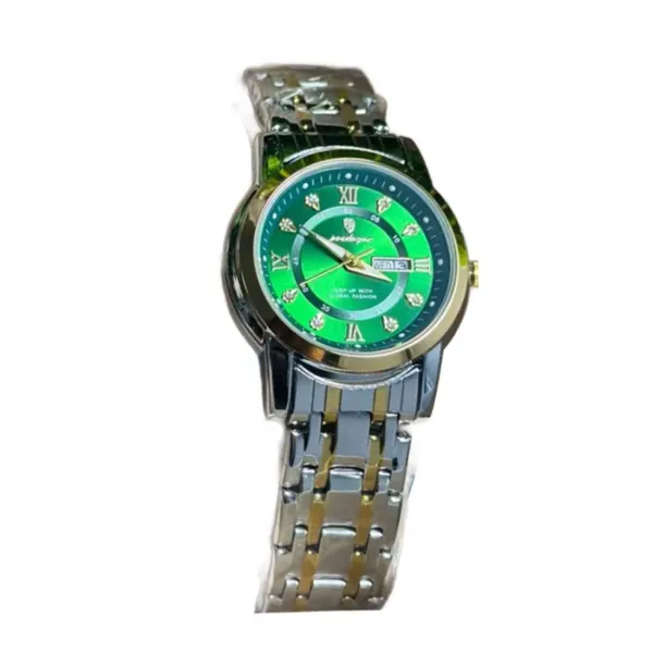 Poedagar 936 Couple Watch Green With Premium Box – Dial Color: Green, Strap Color: Silver – View 3