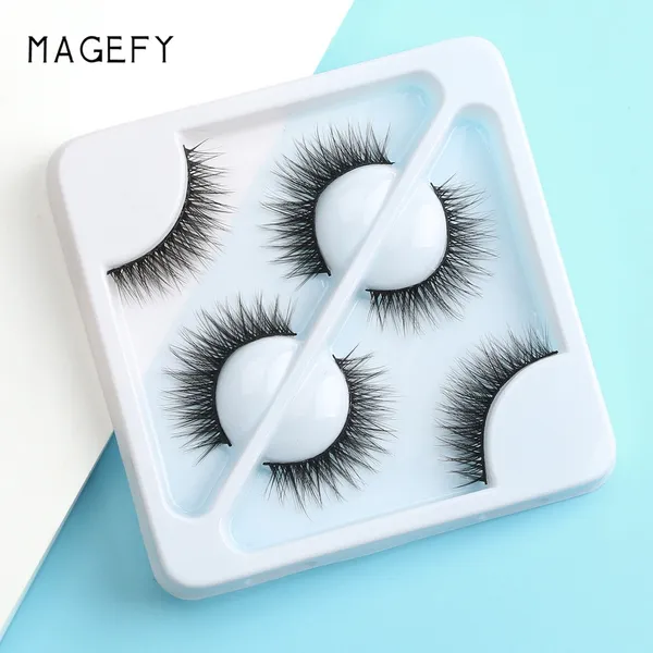 MAANGE MAGEFY 3Pair Reusable Handmade 3D Fake Mink False Eyelash set – View 3