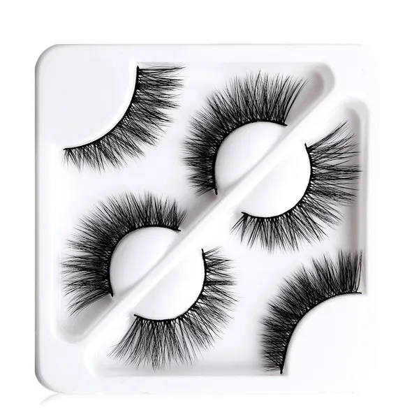 MAANGE MAGEFY 3Pair Reusable Handmade 3D Fake Mink False Eyelash set – View 1