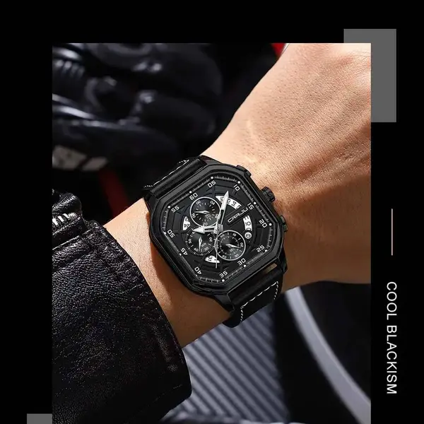 CRRJU 2287 Fusion Of Minimalist Style & Timeless Elegance Steel Analog Quartz Men Watch – Dial Color: White, Strap Color: Black – View 2