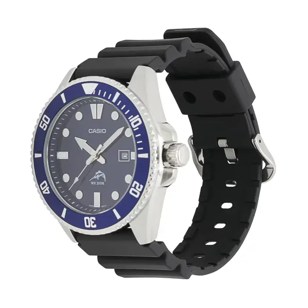 Casio MDV106B-1A1VCF Duro Submariner Marlin Anti-reverse Bezel Chronograph Diver's Quartz Watch – Dial Color: Navy Blue, Strap Color: Black – View 2