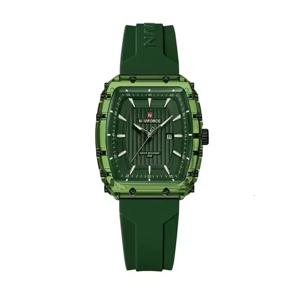 Naviforce 7124 Waterproof Comfortable Silicone Strap Quartz Sports Women Watch – Dial Color: Green, Strap Color: Green  – View 1