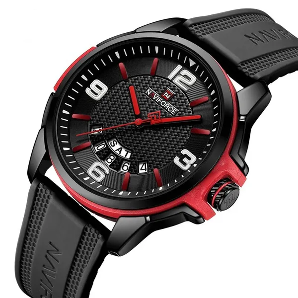 NAVIFORCE NF9215T Trendy Sports Men’s Watch – Dial Color: Red, Strap Color: Black – View 2