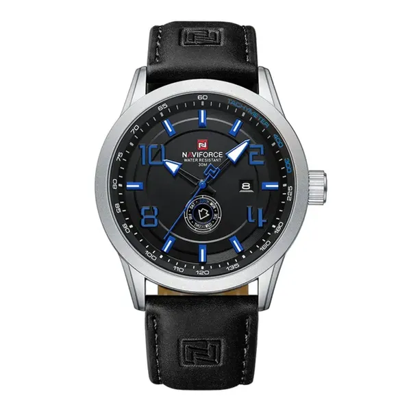 NAVIFORCE NF9229 Youth Retro Fashion Luminous Quartz Men's Watch – Dial Color: Blue, Strap Color: Black – View 1