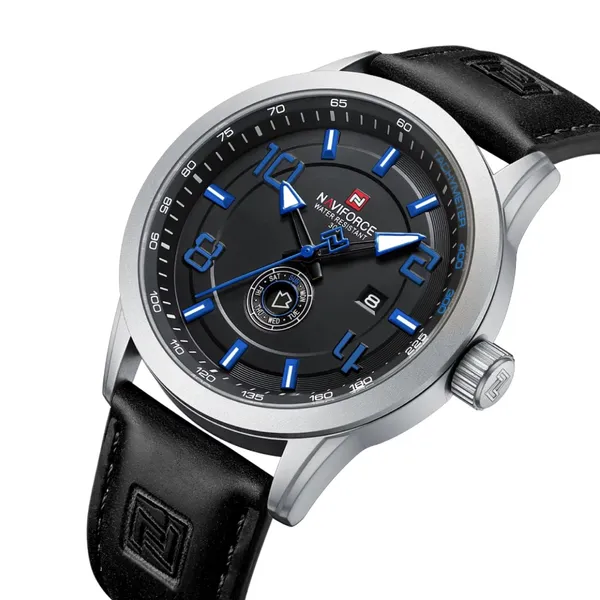 NAVIFORCE NF9229 Youth Retro Fashion Luminous Quartz Men's Watch – Dial Color: Blue, Strap Color: Black – View 2