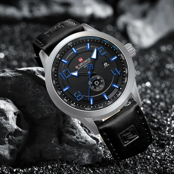 NAVIFORCE NF9229 Youth Retro Fashion Luminous Quartz Men's Watch – Dial Color: Blue, Strap Color: Black – View 3