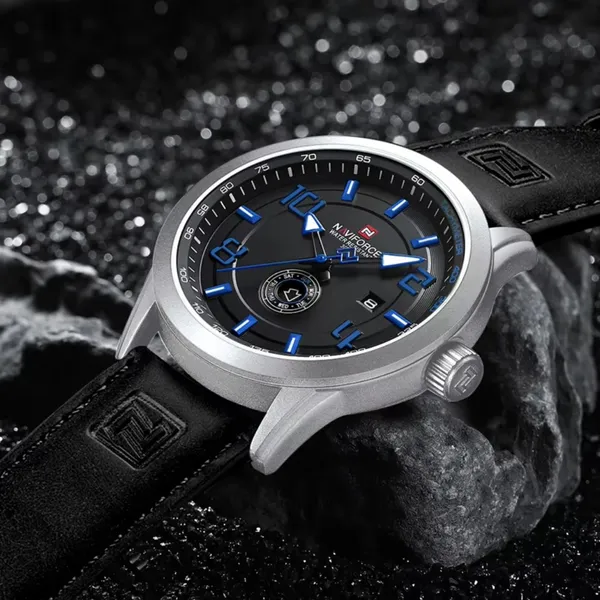 NAVIFORCE NF9229 Youth Retro Fashion Luminous Quartz Men's Watch – Dial Color: Blue, Strap Color: Black – View 4