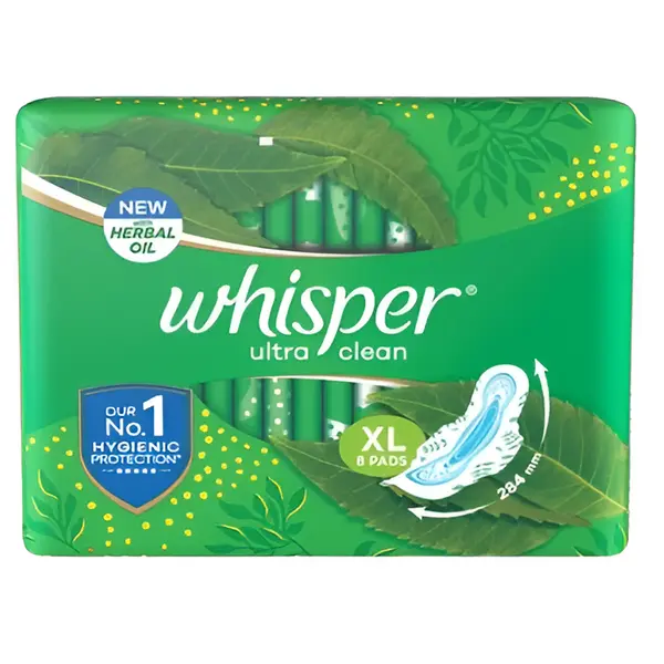 Whisper Ultra Clean XL Wings Sanitary Pads With CurveWear Technology – Pack Of: 8 pcs – View 1