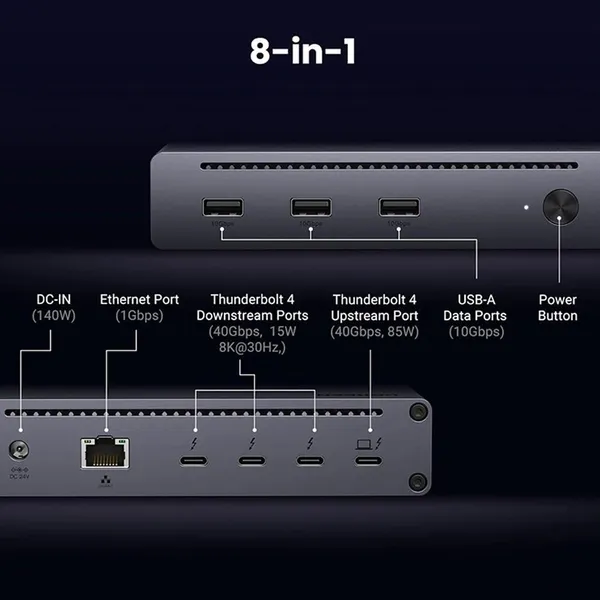 Ugreen Revodok Max 208 U708 8-in-1 Docking Station – View 4