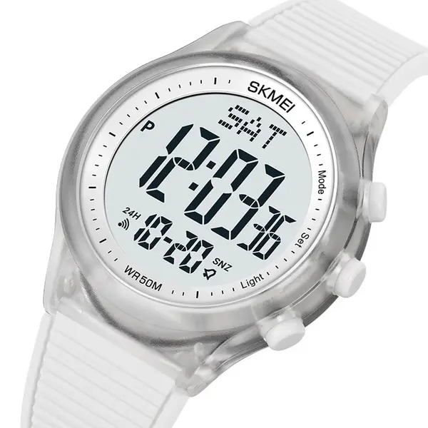 SKMEI 1980 Silicone Strap Digital Sporty Men's Watch – Dial Color: White, Strap Color: White – View 2