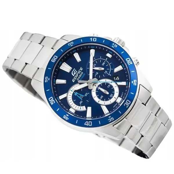 Casio EFV-570D-1AVUDF Edifice Stainless Steel Water Resistant Chronograph Analogue Men's Watch – Dial Color: Blue, Strap Color: Silver – View 2
