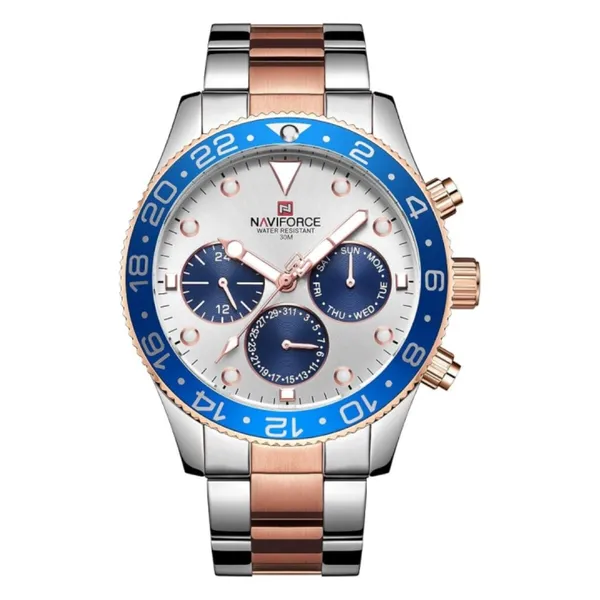 NAVIFORCE 9147 Fashion Full Steel Waterproof Casual Quartz Men's Watch – Dial Color: Multicolor, Strap Color: Multicolor – View 1