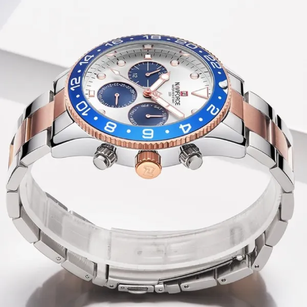 NAVIFORCE 9147 Fashion Full Steel Waterproof Casual Quartz Men's Watch – Dial Color: Multicolor, Strap Color: Multicolor – View 3