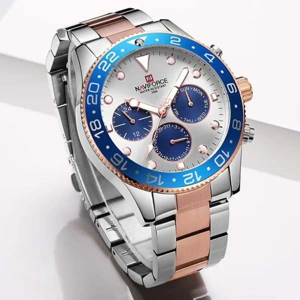 NAVIFORCE 9147 Fashion Full Steel Waterproof Casual Quartz Men's Watch – Dial Color: Multicolor, Strap Color: Multicolor – View 4