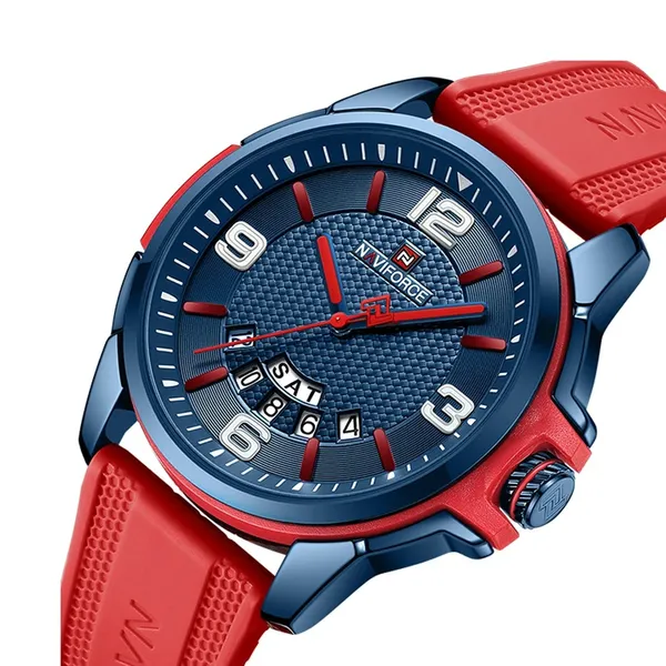 NAVIFORCE NF9215T Trendy Sports Men’s Watch – Dial Color: Red, Strap Color: Blue – View 2