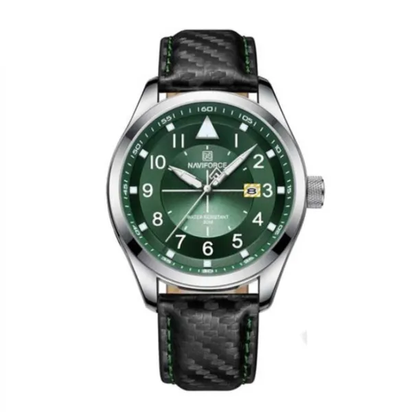 NaviForce NF8022 Fashion Sports Men's Watch – Dial Color: Green, Strap Color: Black – View 1