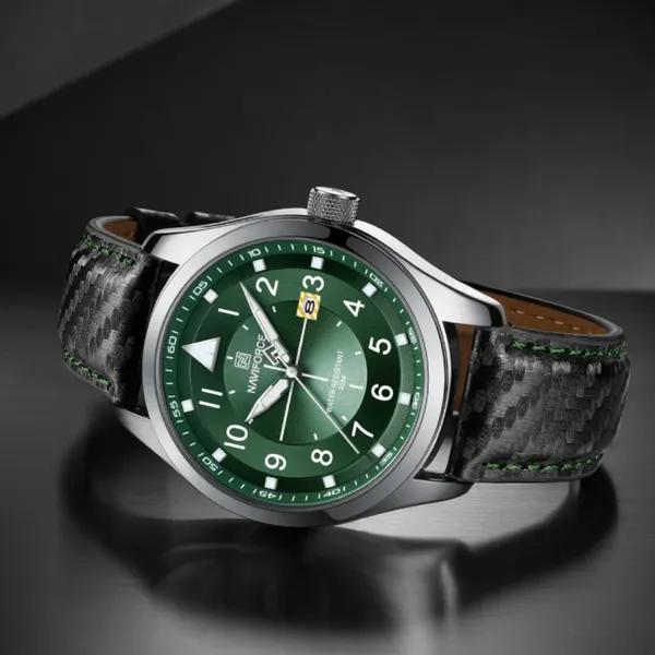 NaviForce NF8022 Fashion Sports Men's Watch – Dial Color: Green, Strap Color: Black – View 3